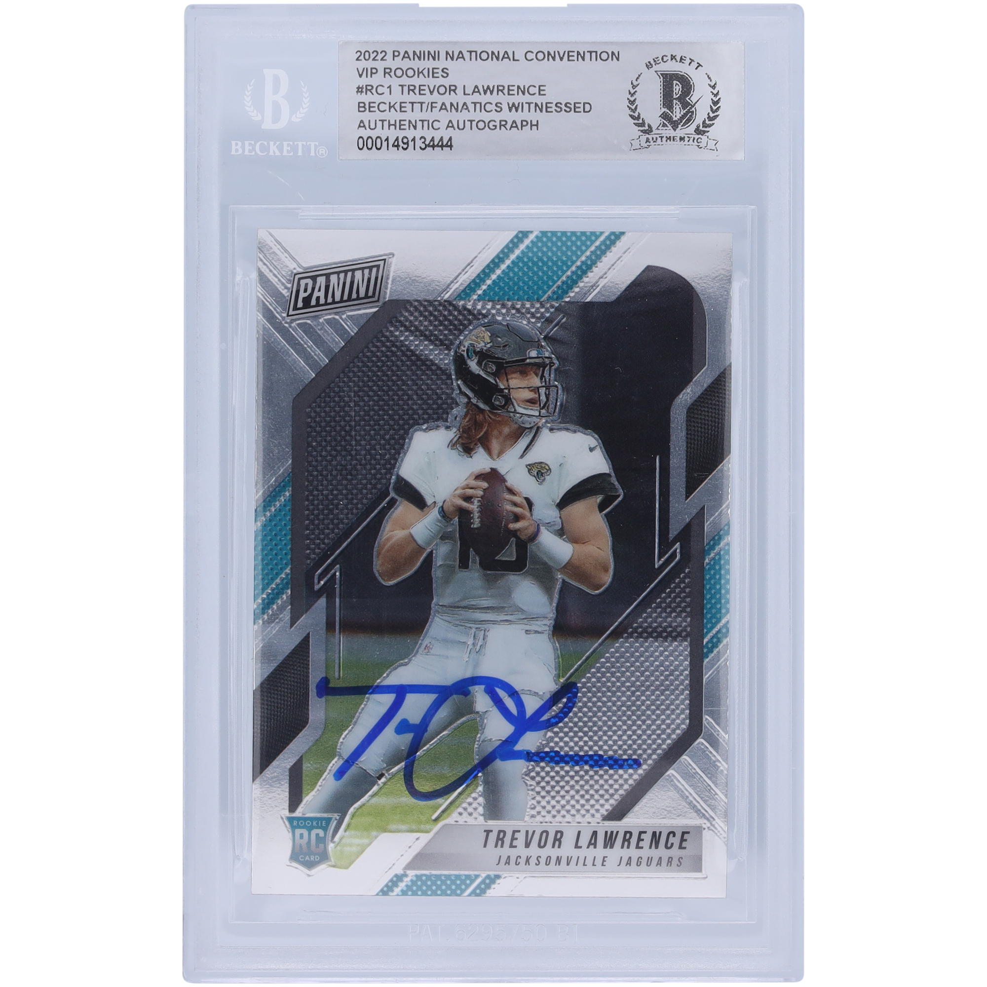 Trevor Lawrence Jacksonville Jaguars signierte 2022 Panini The National VIP #RC1 Beckett Fanatics bezeugte authentifizierte Karte