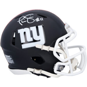 Phil Simms New York Giants Riddell Speed ​​Mini-Helm, schwarz matt, signiert