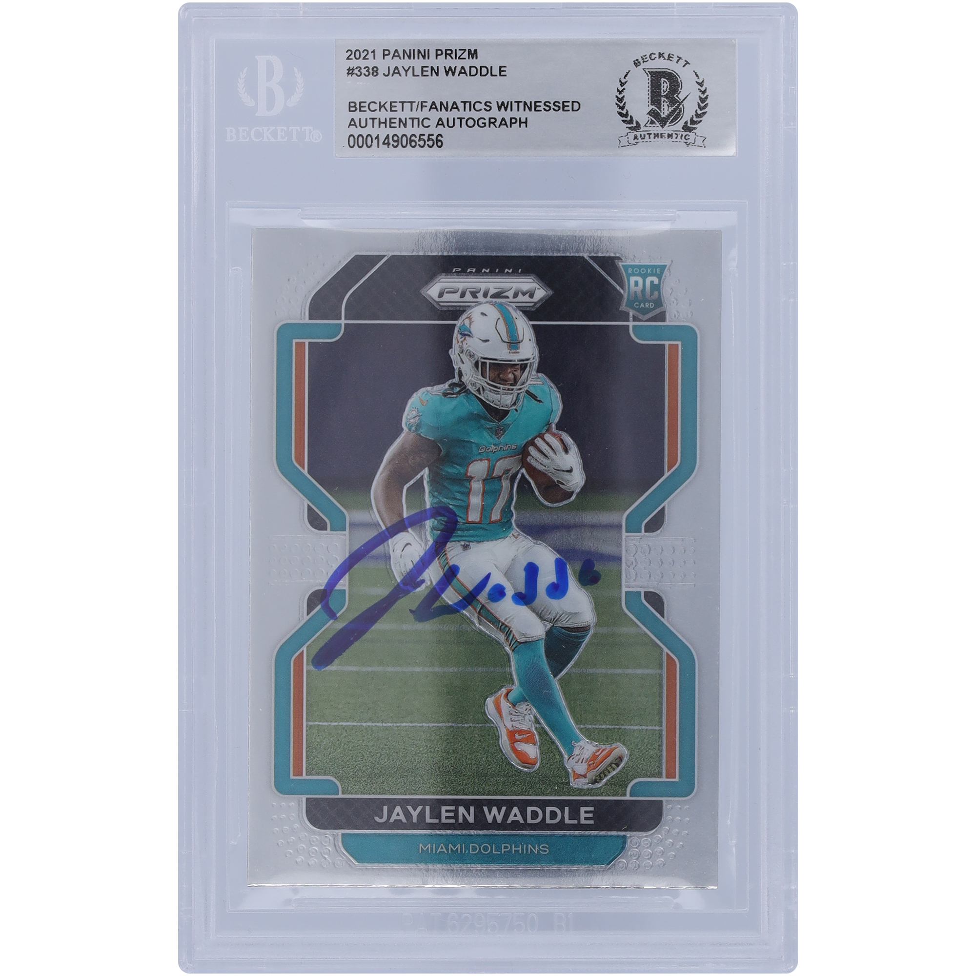 Jaylen Waddle Miami Dolphins signierte 2021 Panini Prizm #338 Beckett Fanatics bezeugte authentifizierte Rookie-Karte