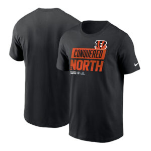 Schwarzes Nike Cincinnati Bengals 2022 AFC North Division Champions Locker Room Trophy Collection T-Shirt für Herren