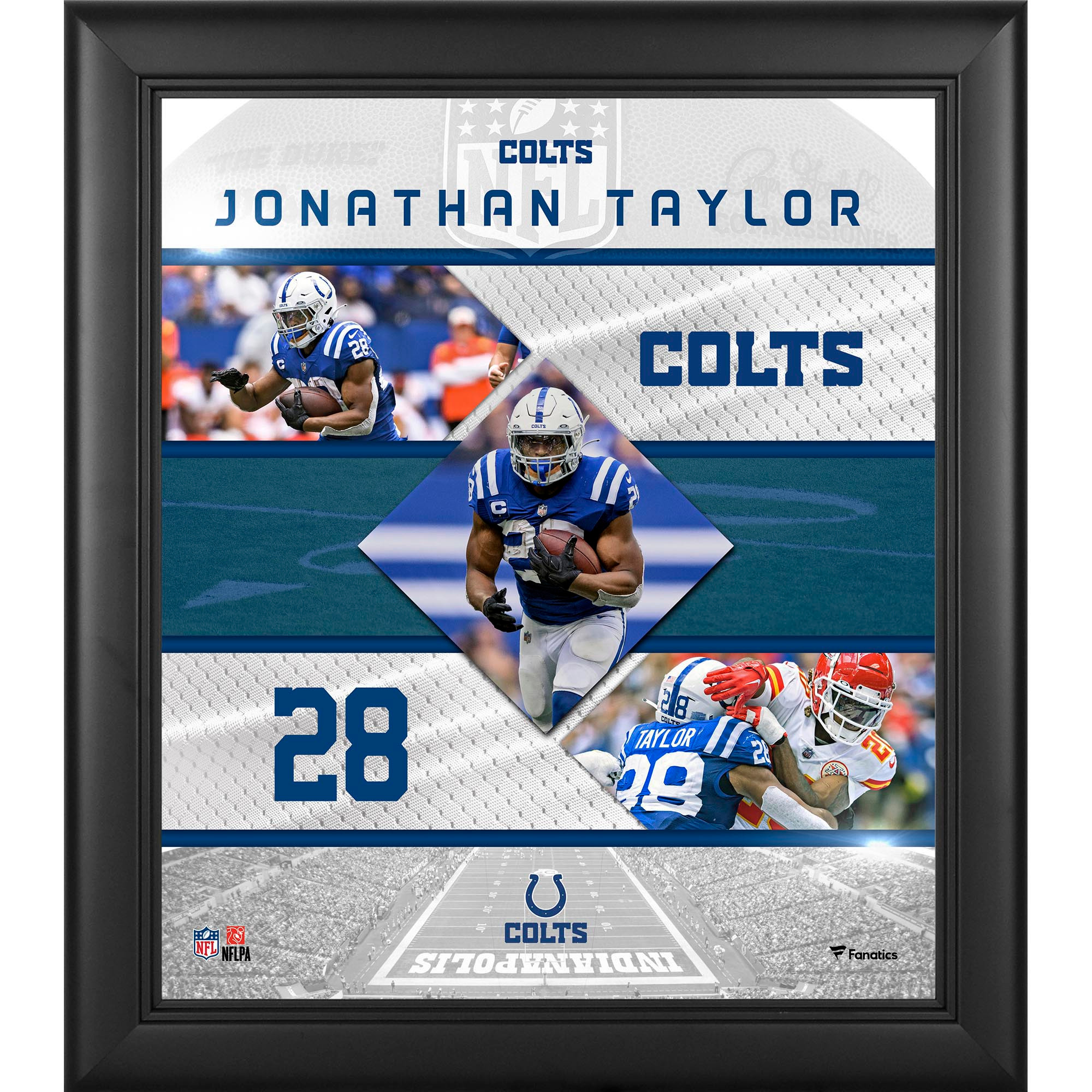 Jonathan Taylor Indianapolis Colts Gerahmte Collage mit genähten Sternen, 15 x 17 Zoll