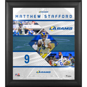 Matthew Stafford Los Angeles Rams Gerahmte Collage mit genähten Sternen, 15 x 17 Zoll