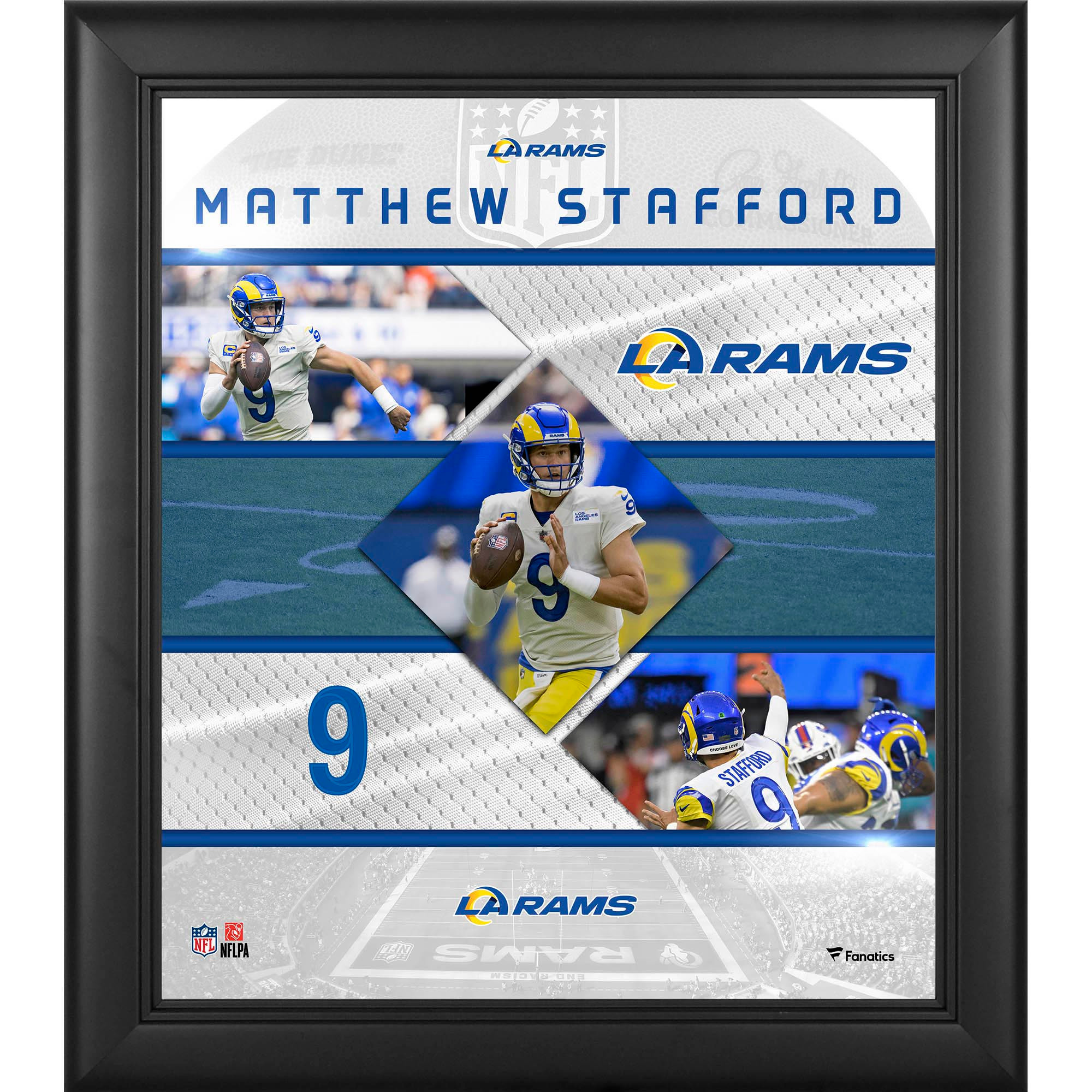 Matthew Stafford Los Angeles Rams Gerahmte Collage mit genähten Sternen, 15 x 17 Zoll