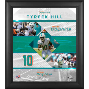 Tyreek Hill Miami Dolphins, gerahmt, 15 x 17 Zoll, Collage mit genähten Sternen