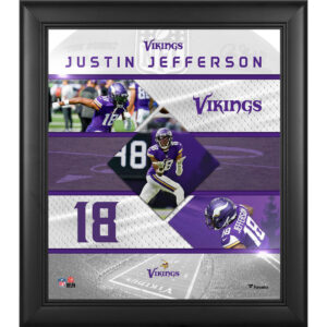 Justin Jefferson Minnesota Vikings Gerahmte Collage mit genähten Sternen, 15 x 17 Zoll