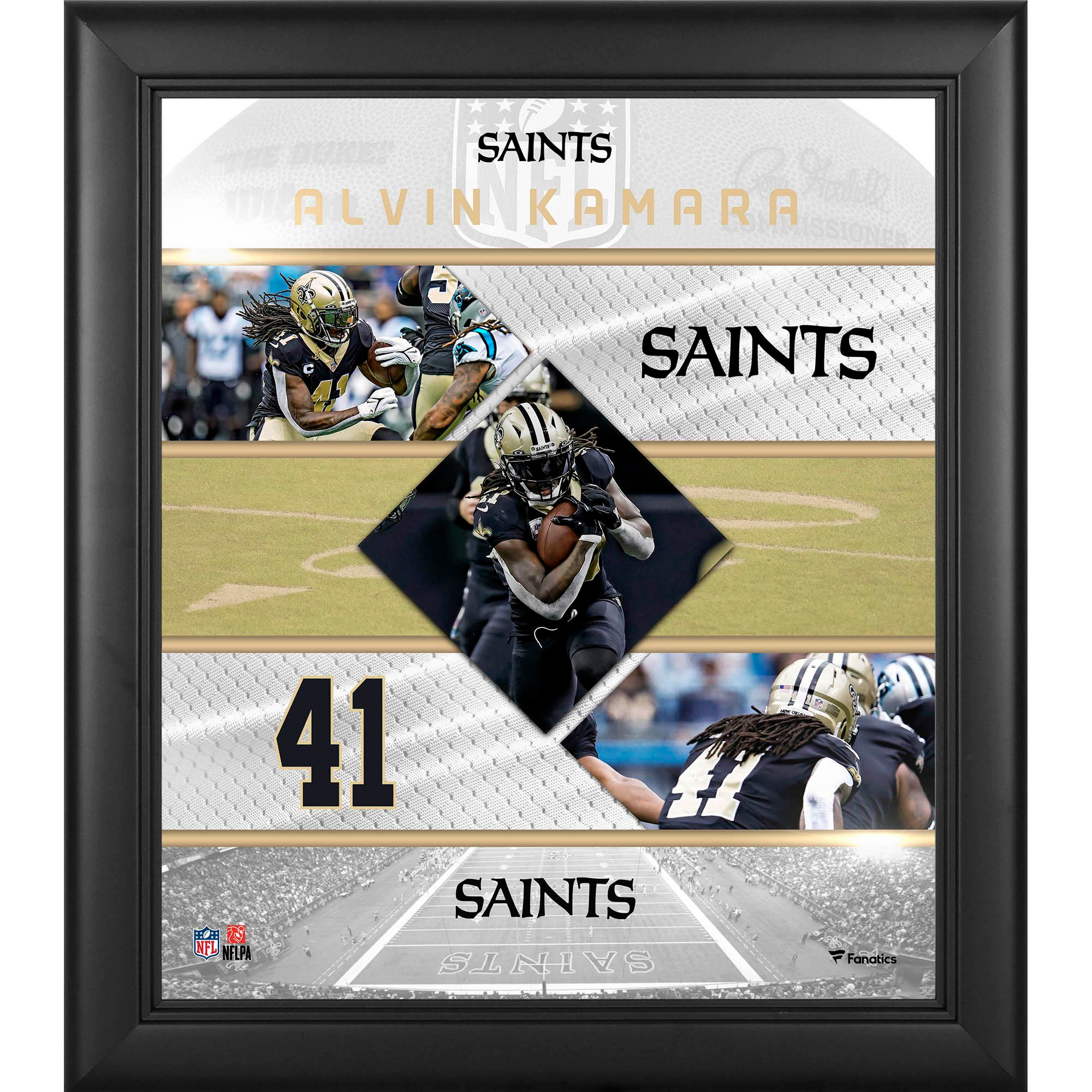 Alvin Kamara New Orleans Saints, gerahmt, 15 x 17 Zoll, Collage mit genähten Sternen