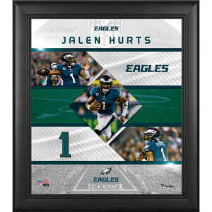 Jalen Hurts Philadelphia Eagles Gerahmte Collage mit genähten Sternen, 15 x 17 Zoll