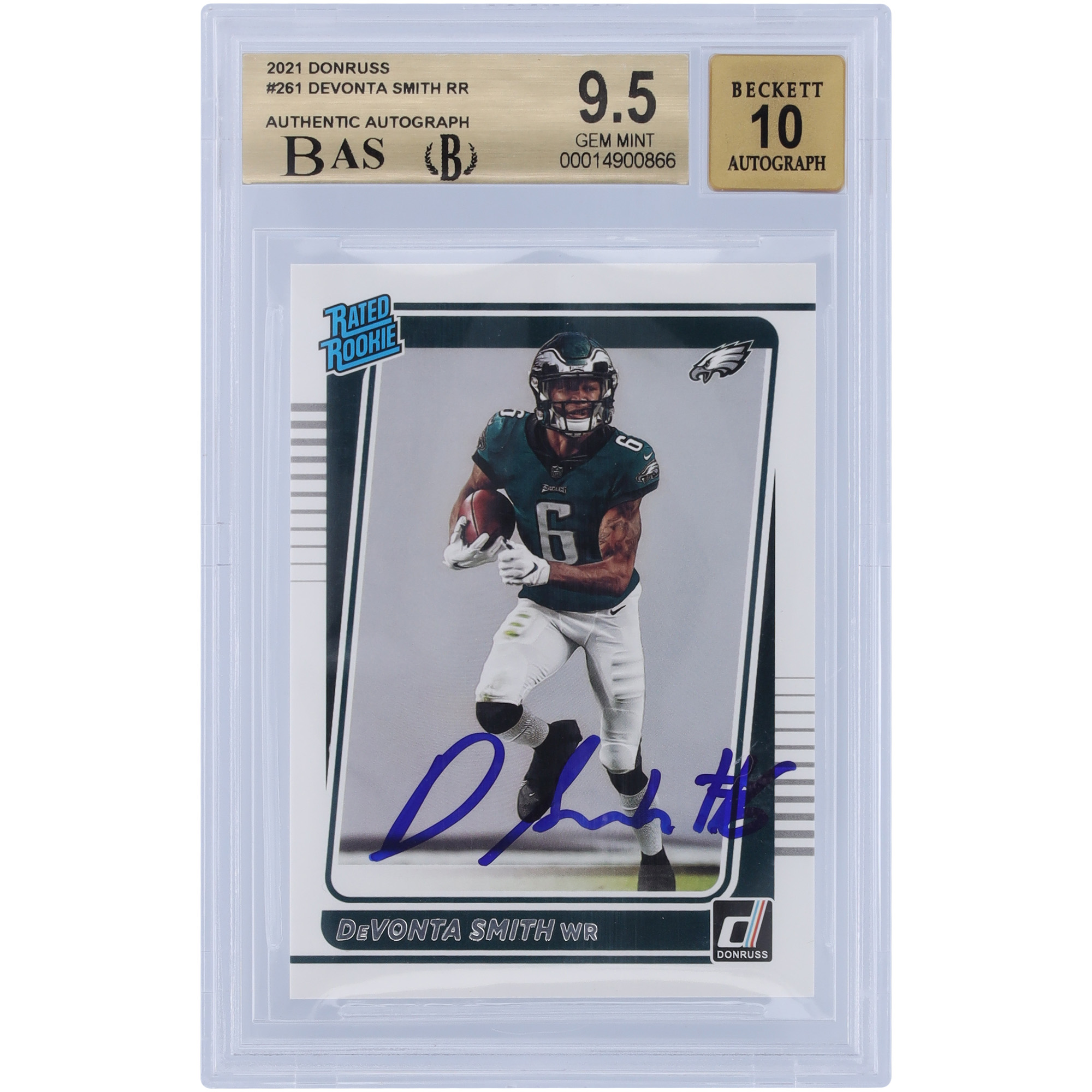 DeVonta Smith Philadelphia Eagles signierte 2021 Panini Donruss bewertet Rookie #261 BAS authentifiziert 9,5/10 Rookie-Karte – 9,5/10/9,5/9,5 Unterbewertungen