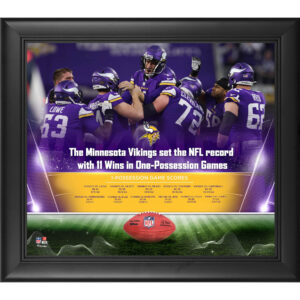 Minnesota Vikings – Gerahmte Collage mit Siegesrekord für einen Spielbesitz, 38,1 x 43,2 cm