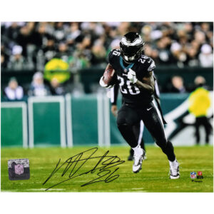 Philadelphia Eagles Miles Sanders signiertes 8″ x 10″ Lauffoto im schwarzen Trikot