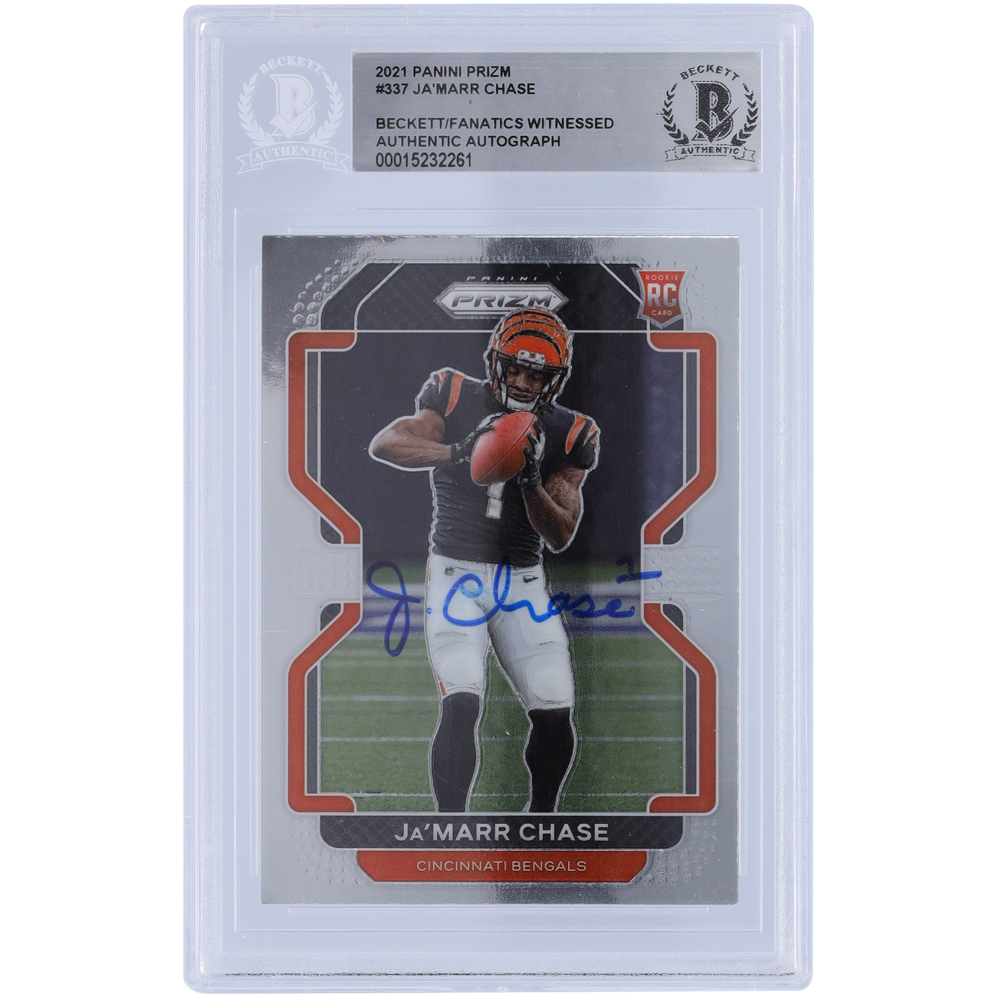 Ja’Marr Chase Cincinnati Bengals signierte 2021 Panini Prizm #337 Beckett Fanatics bezeugte authentifizierte Rookie-Karte