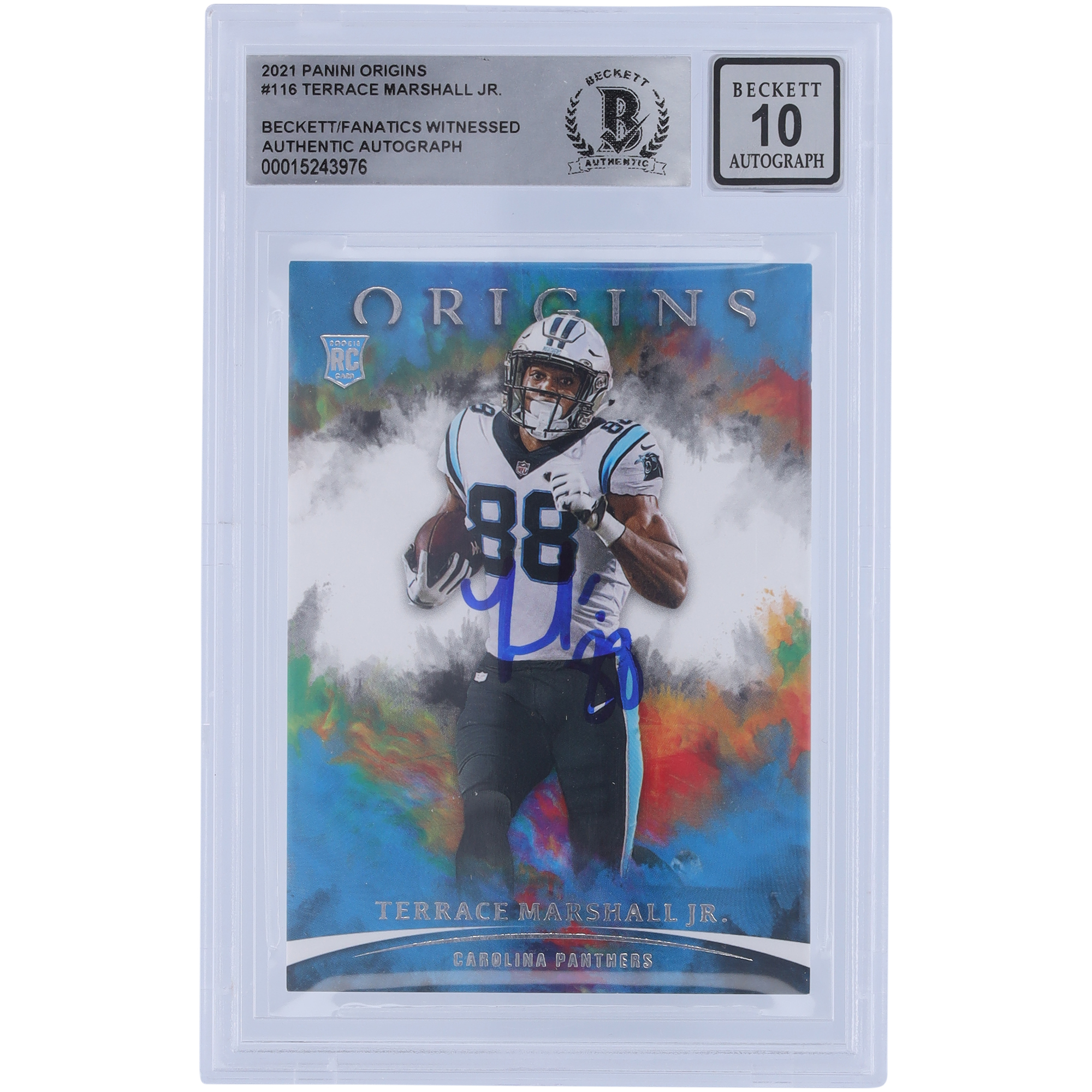 Terrace Marshall Jr. Carolina Panthers signierte 2021 Panini Origins #116 Beckett Fanatics bezeugte authentifizierte 10 Rookie-Karte