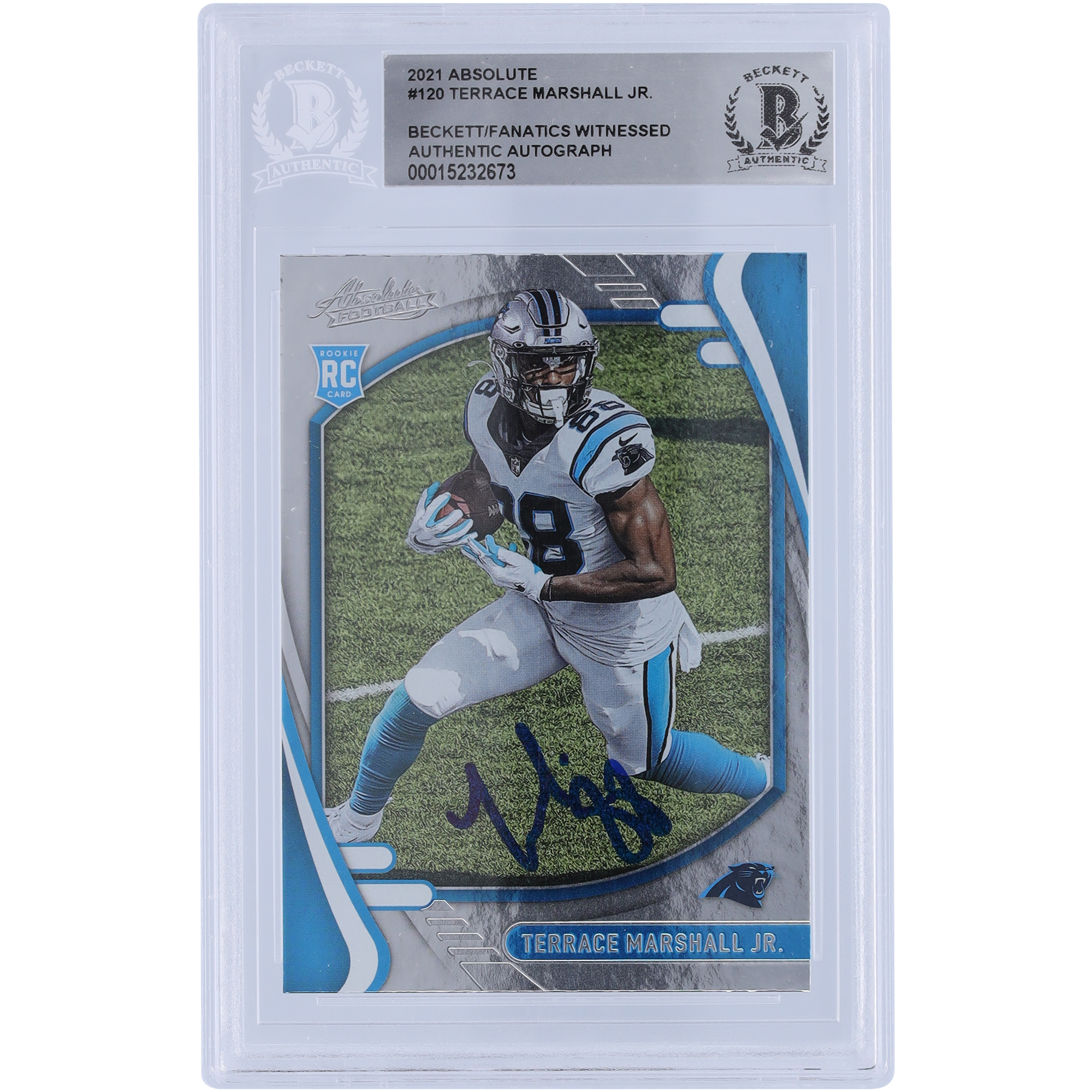 Terrace Marshall Jr. Carolina Panthers signierte 2021 Panini Absolute #120 Beckett Fanatics bezeugte authentifizierte Rookie-Karte