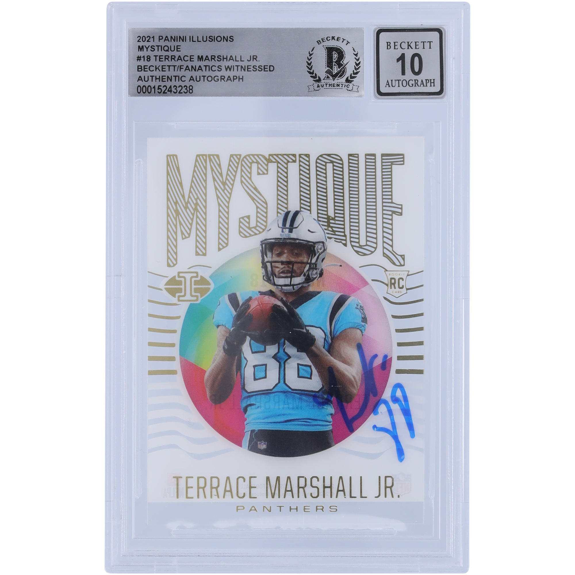 Terrace Marshall Jr. Carolina Panthers signiert 2021 Panini Illusions Mystique #MY-18 Beckett Fanatics bezeugt authentifizierte 10 Rookie-Karte