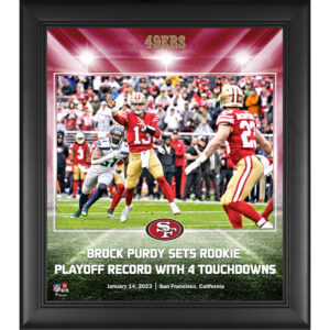 Brock Purdy San Francisco 49ers – gerahmte Collage mit Playoff-Touchdown-Rekord, 38,1 x 43,2 cm