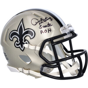 Von Archie Manning signierter Riddell Speed ​​Mini-Helm der New Orleans Saints mit der Aufschrift „Saints ROH“