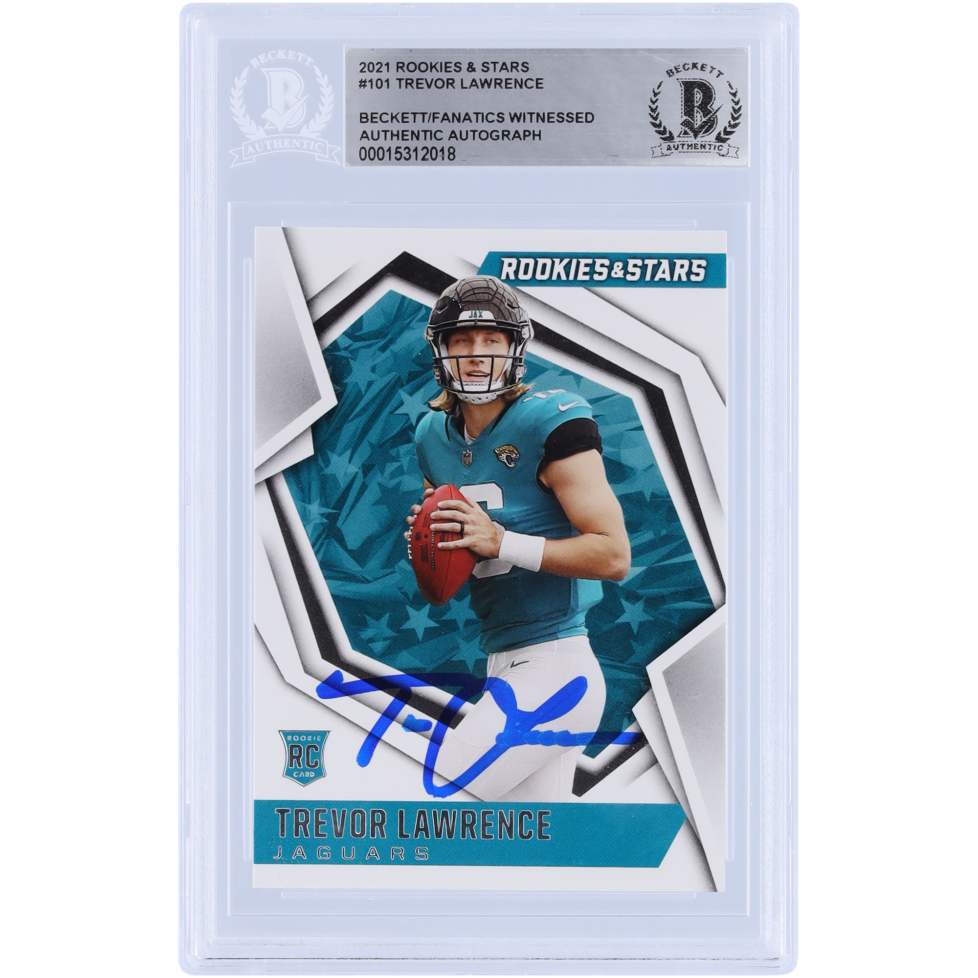 Trevor Lawrence Jacksonville Jaguars signierte 2021 Panini Rookies & Stars #101 Beckett Fanatics bezeugte authentifizierte Rookie-Karte