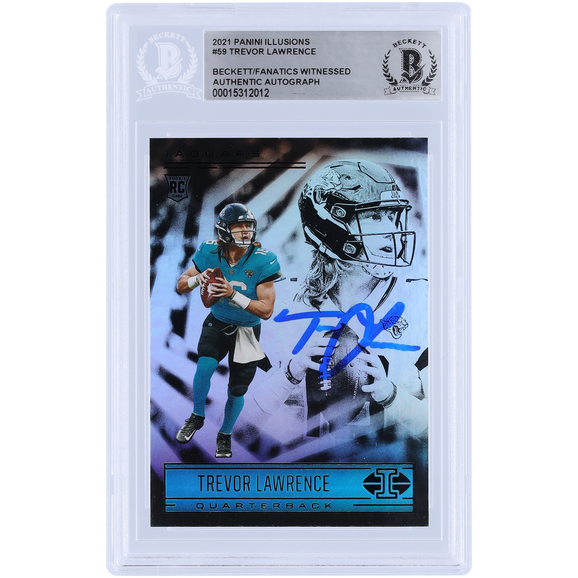 Trevor Lawrence Jacksonville Jaguars signierte 2021 Panini Illusions #59 Beckett Fanatics bezeugte authentifizierte Rookie-Karte