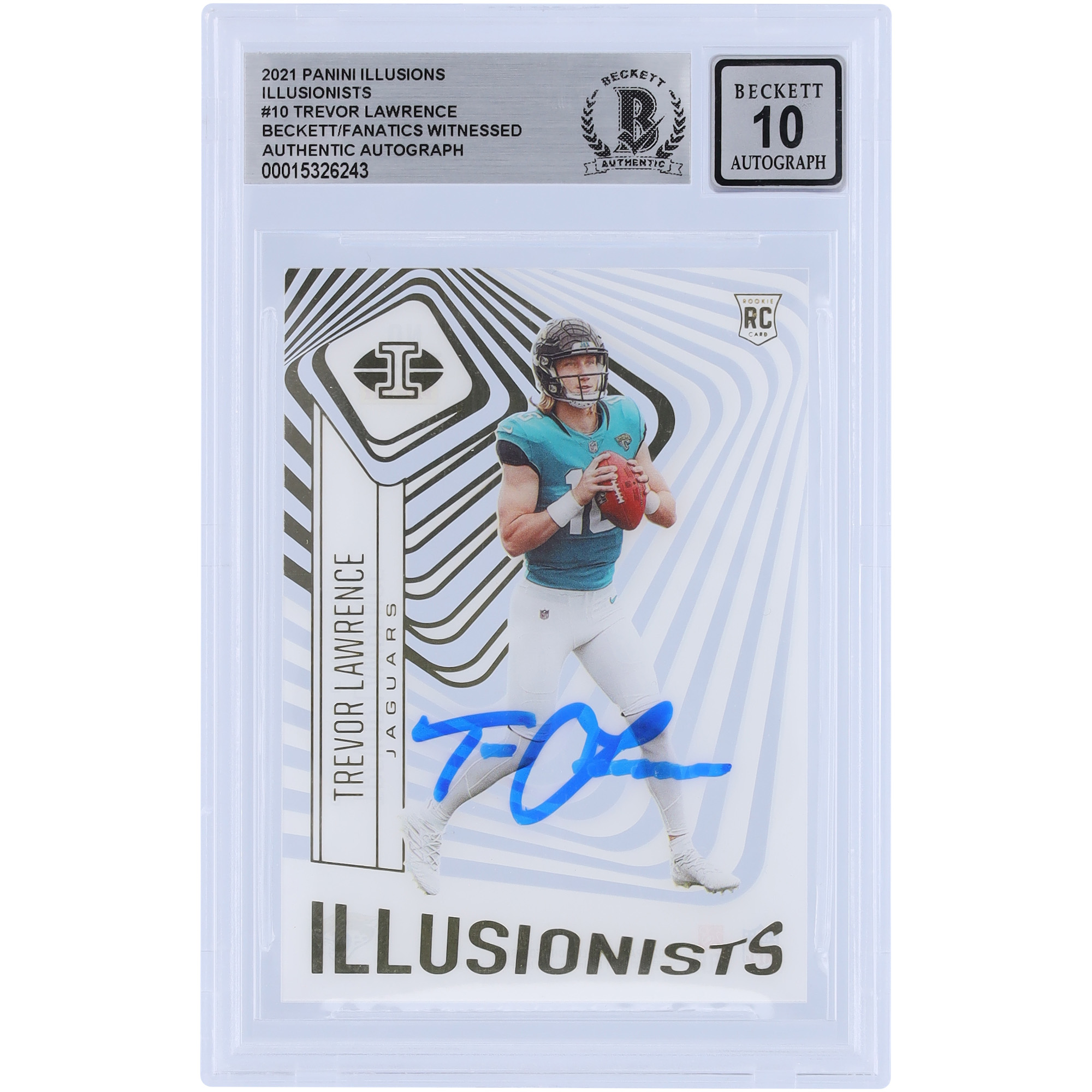 Trevor Lawrence Jacksonville Jaguars signiert 2021 Panini Illusions Illusionists #Ill-10 Beckett Fanatics Zeuge authentifizierte 10 Rookie-Karte