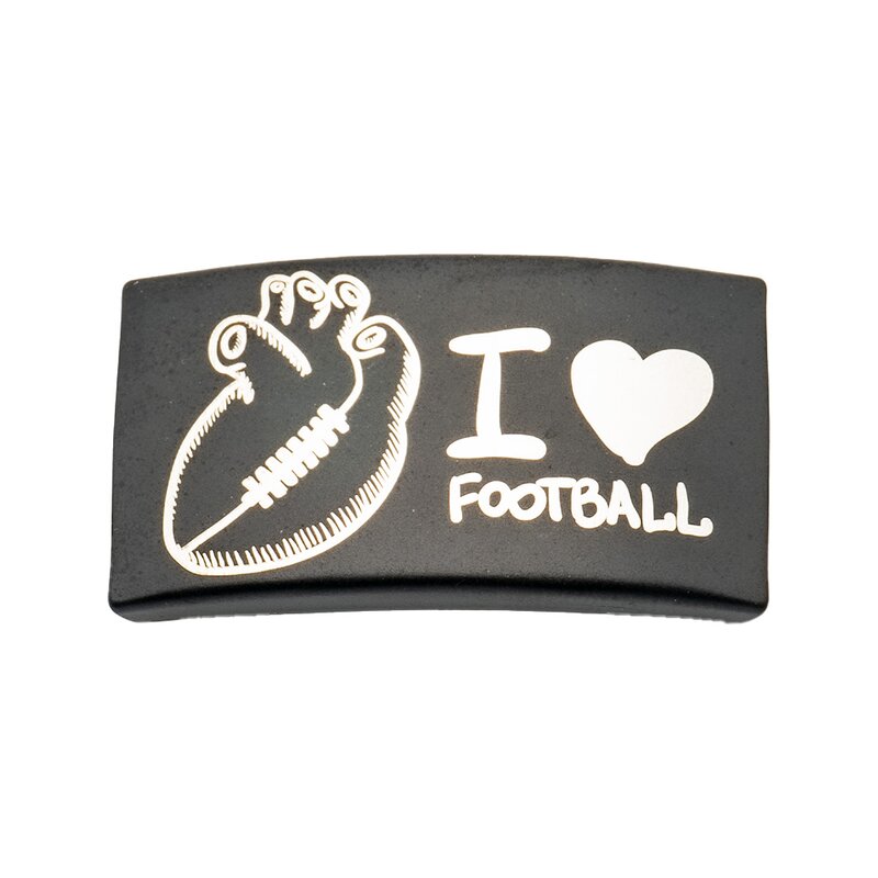 Rookie Goat Gravurplatte „I Love Football“ für Football Armband – Herz links