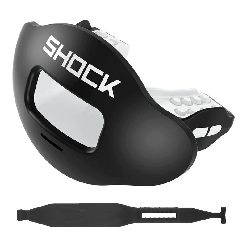 Shock Doctor Max AirFlow 2.0 Color matt Mundstück mit abnehmbarem Strap – schwarz