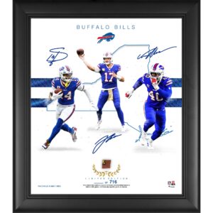 Buffalo Bills, gerahmte 15 x 17 Zoll große Franchise Foundations-Collage mit einem Stück eines beim Spiel verwendeten Footballs – Version 3 – limitierte Auflage von 716