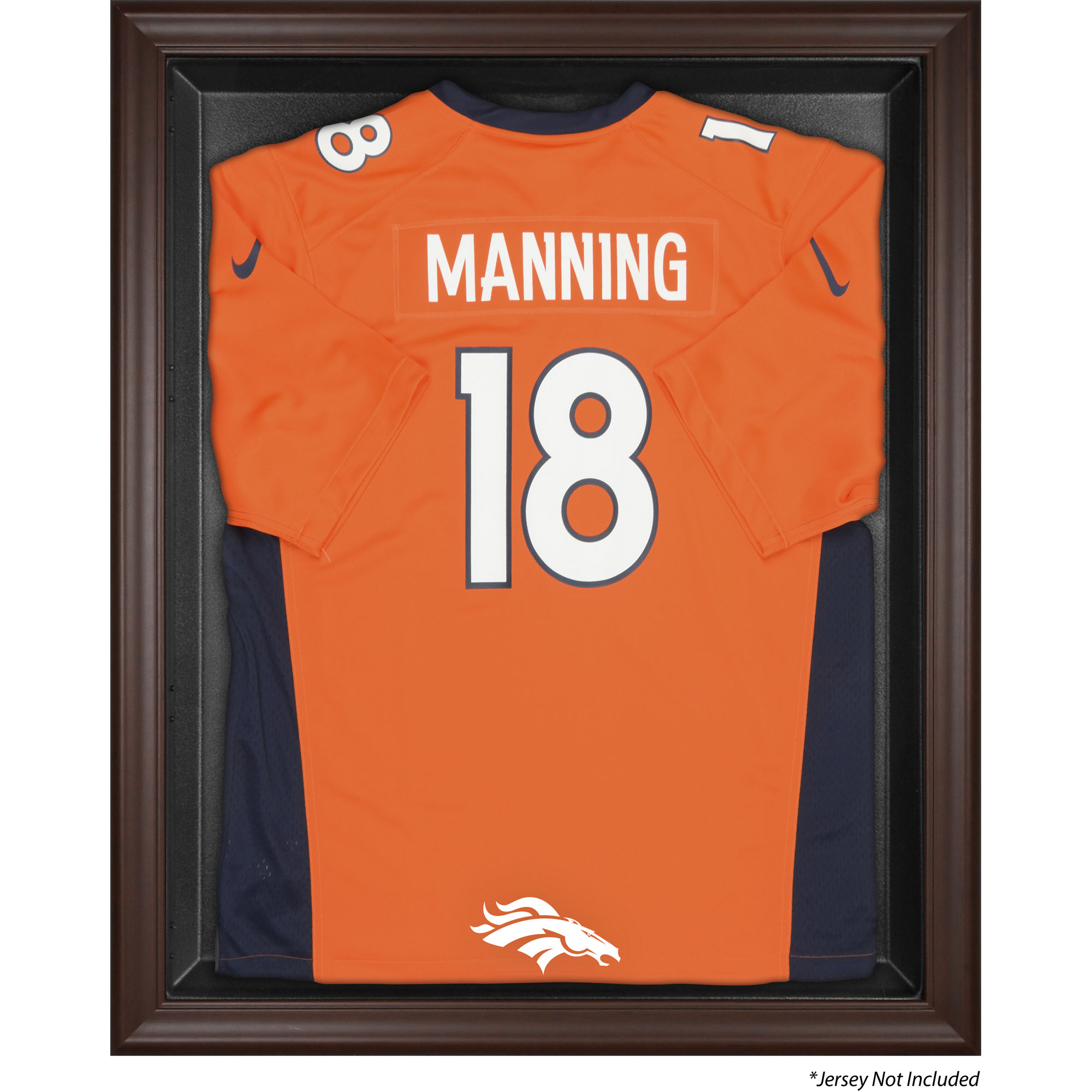 Vitrine mit Logo-Trikot der Denver Broncos in Braun mit Rahmen