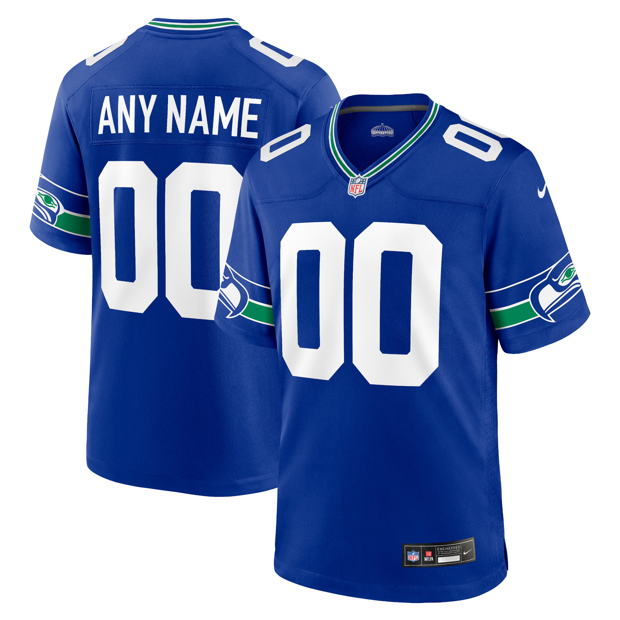 Seattle Seahawks Nike Throwback Alternative Game-Trikot – Personalisiert – Herren