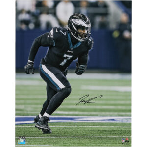 Autogrammfoto von Haason Reddick von den Philadelphia Eagles, 16 x 20 Zoll, schwarzes Trikot