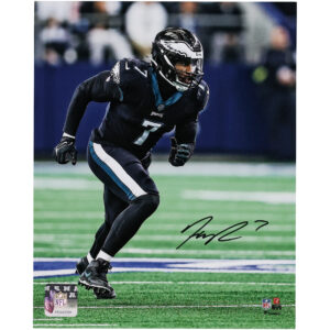 Autogrammfoto von Haason Reddick von den Philadelphia Eagles, 20,3 x 25,4 cm, schwarzes Trikot