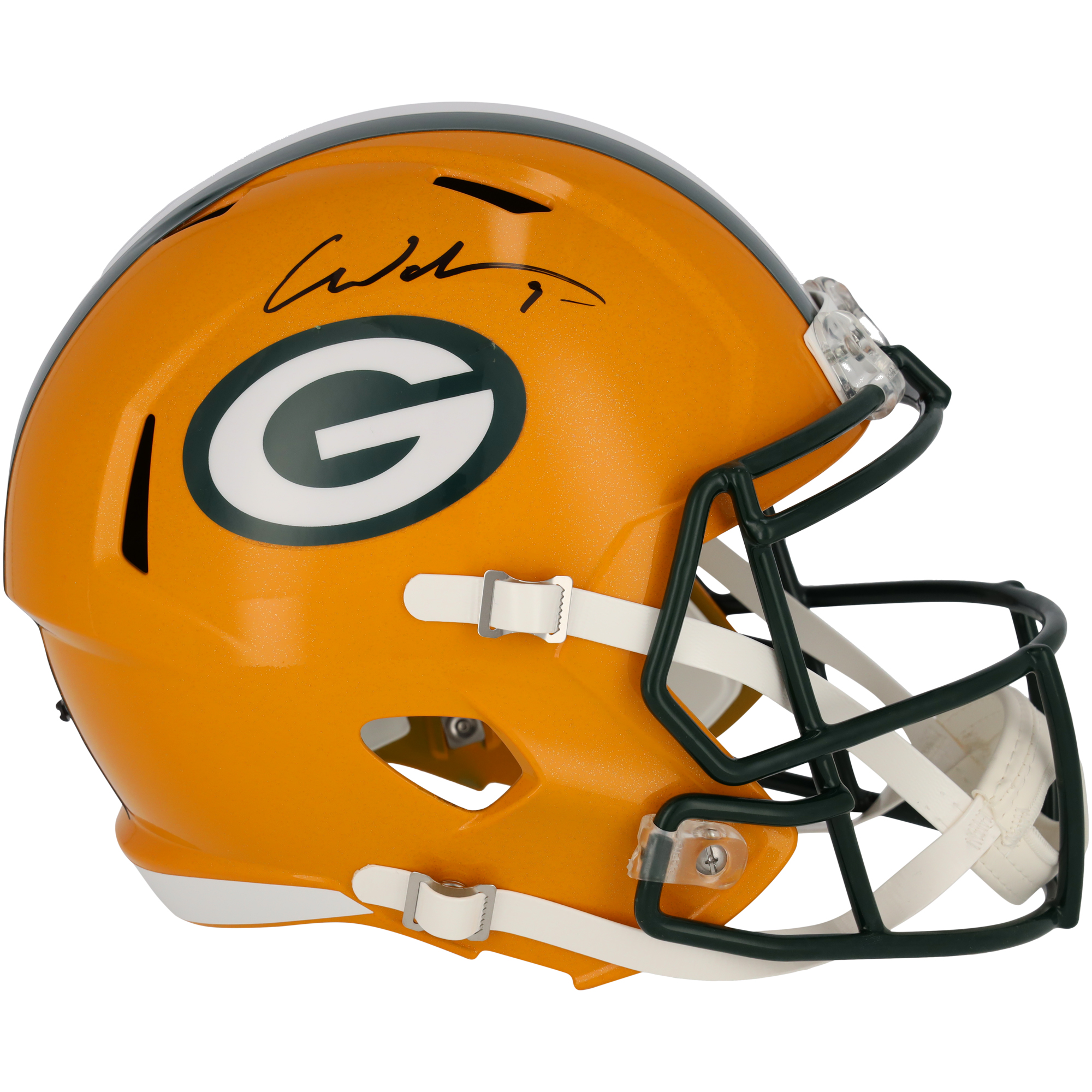 Christian Watson, Green Bay Packers, signierter Riddell Speed-Replika-Helm