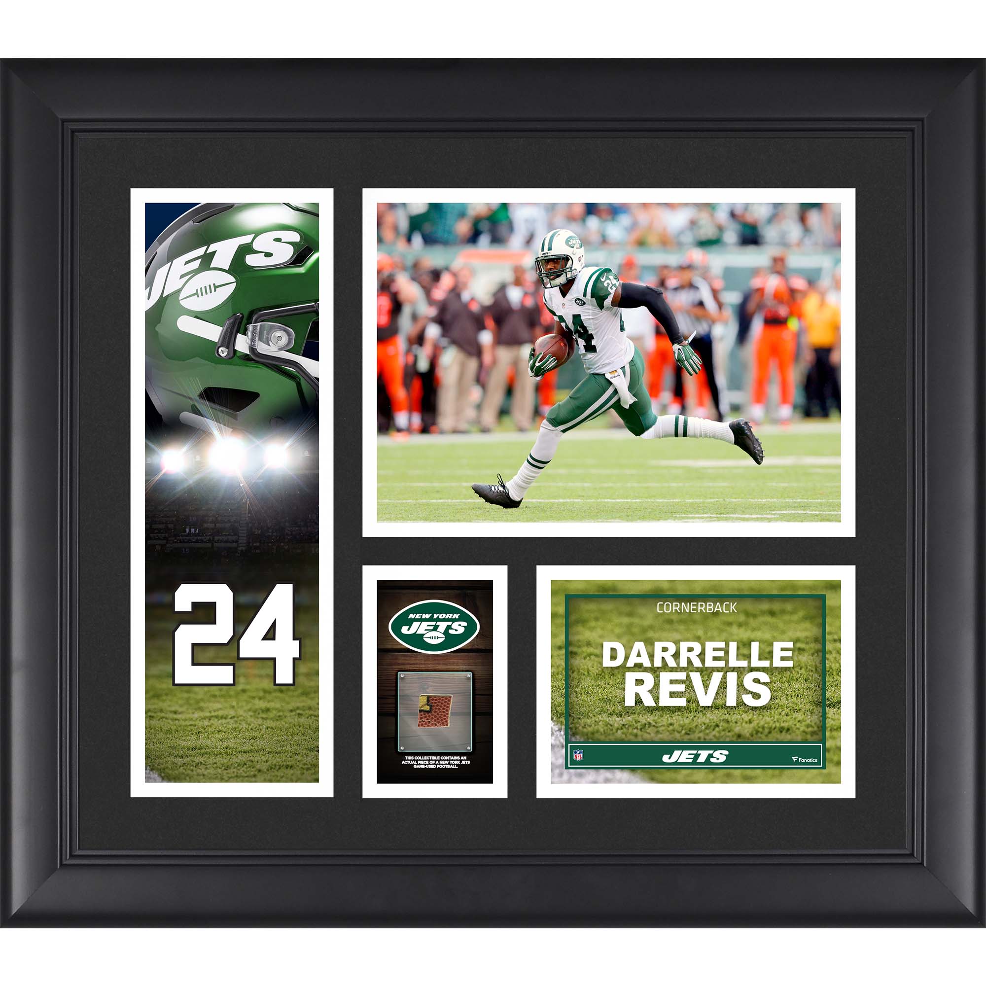 Darrelle Revis New York Jets Gerahmte 15″ x 17″ Spielercollage mit einem Stück eines Spielballs