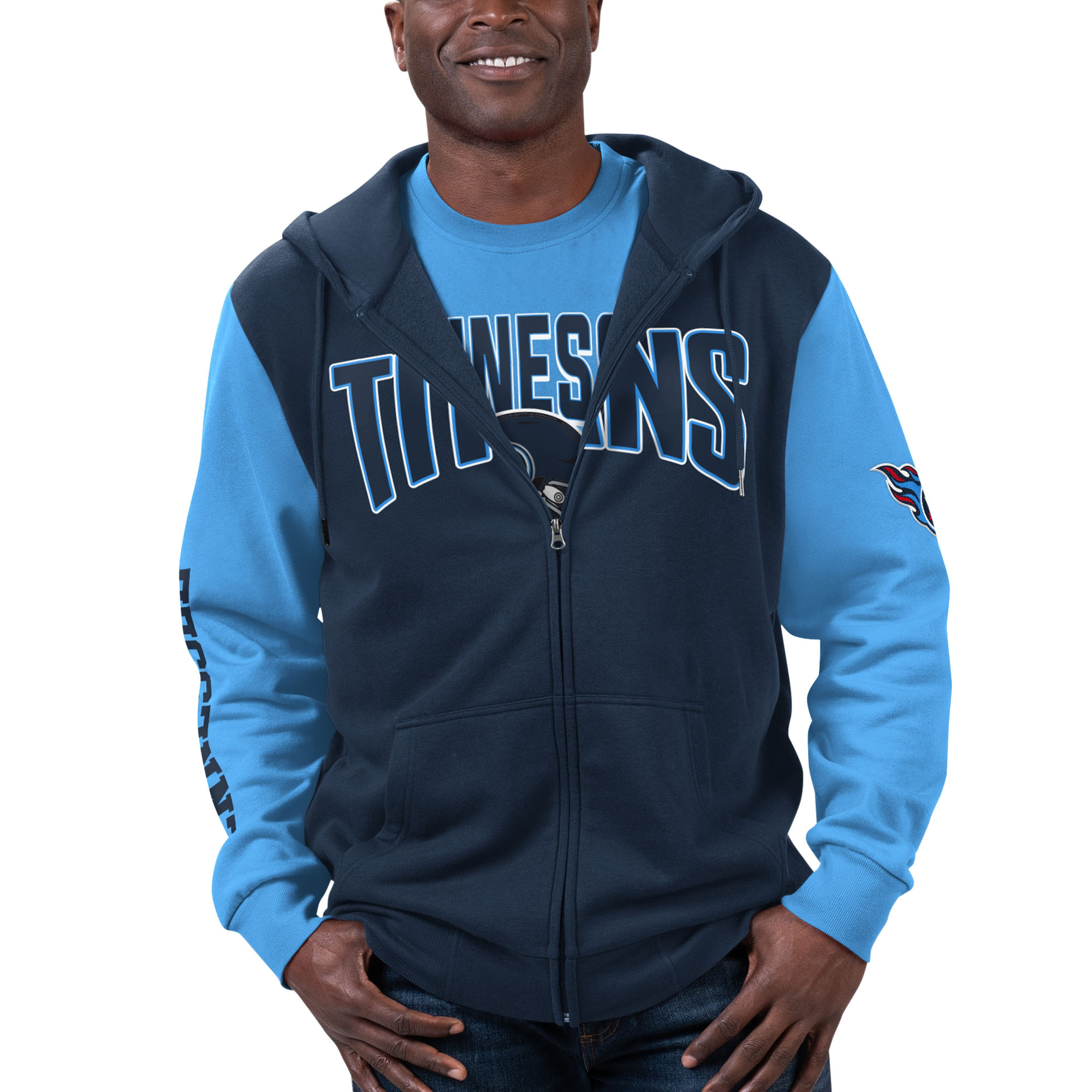 G-III Sports by Carl Banks Kombiset Tennessee Titans T-Shirt und Kapuzenpullover mit durchgehendem Reißverschluss in Marineblau/Hellblau für Herren