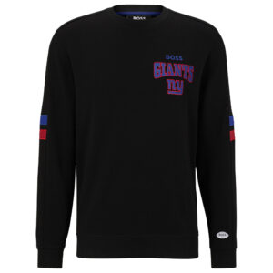 BOSS X NFL New York Giants Drive Pullover-Sweatshirt mit Rundhalsausschnitt für Herren, Schwarz/Royal