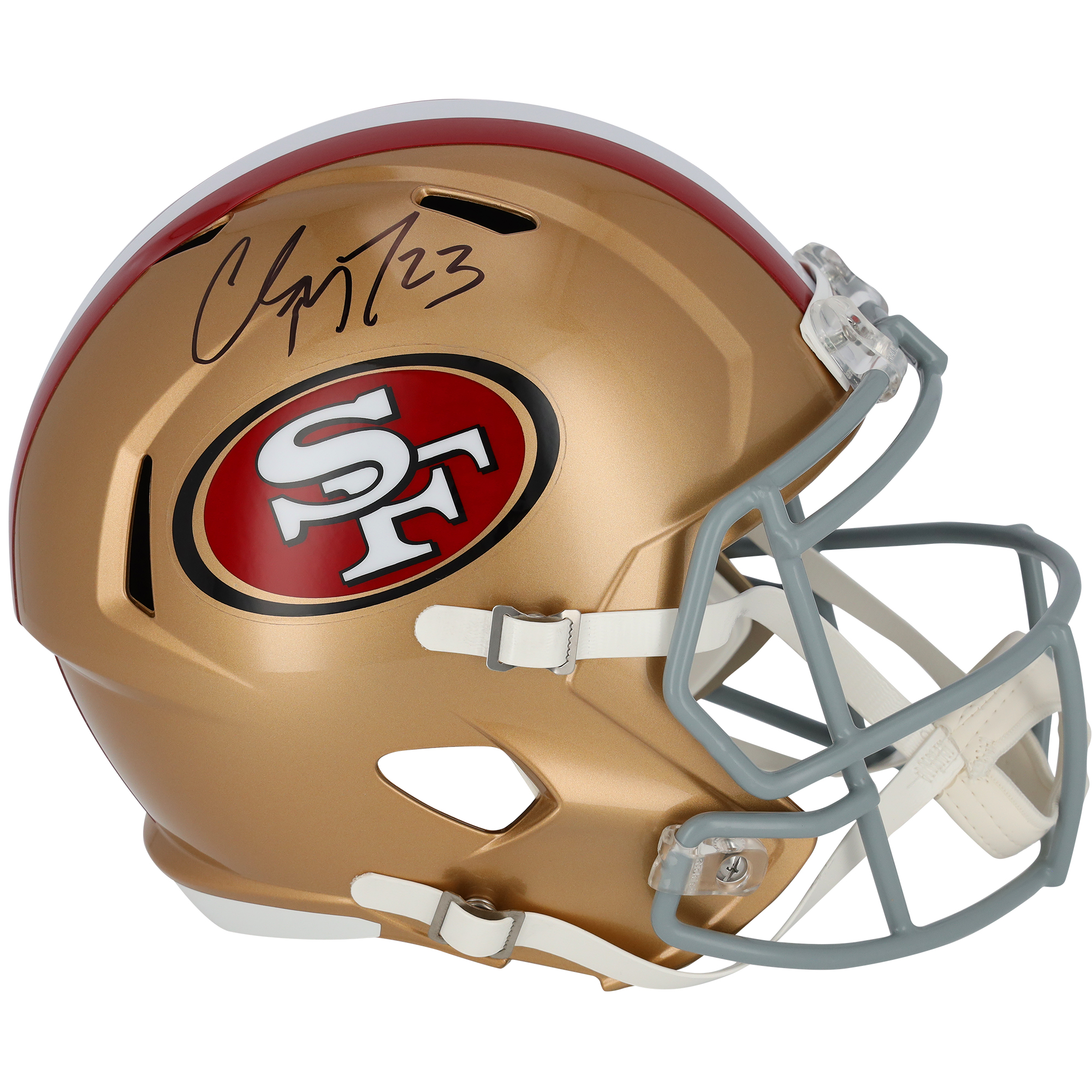 Christian McCaffrey San Francisco 49ers signierter Riddell Speed ​​Replica-Helm