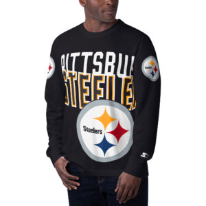 Schwarzes Starter-Langarm-T-Shirt der Pittsburgh Steelers Clutch Hit für Herren