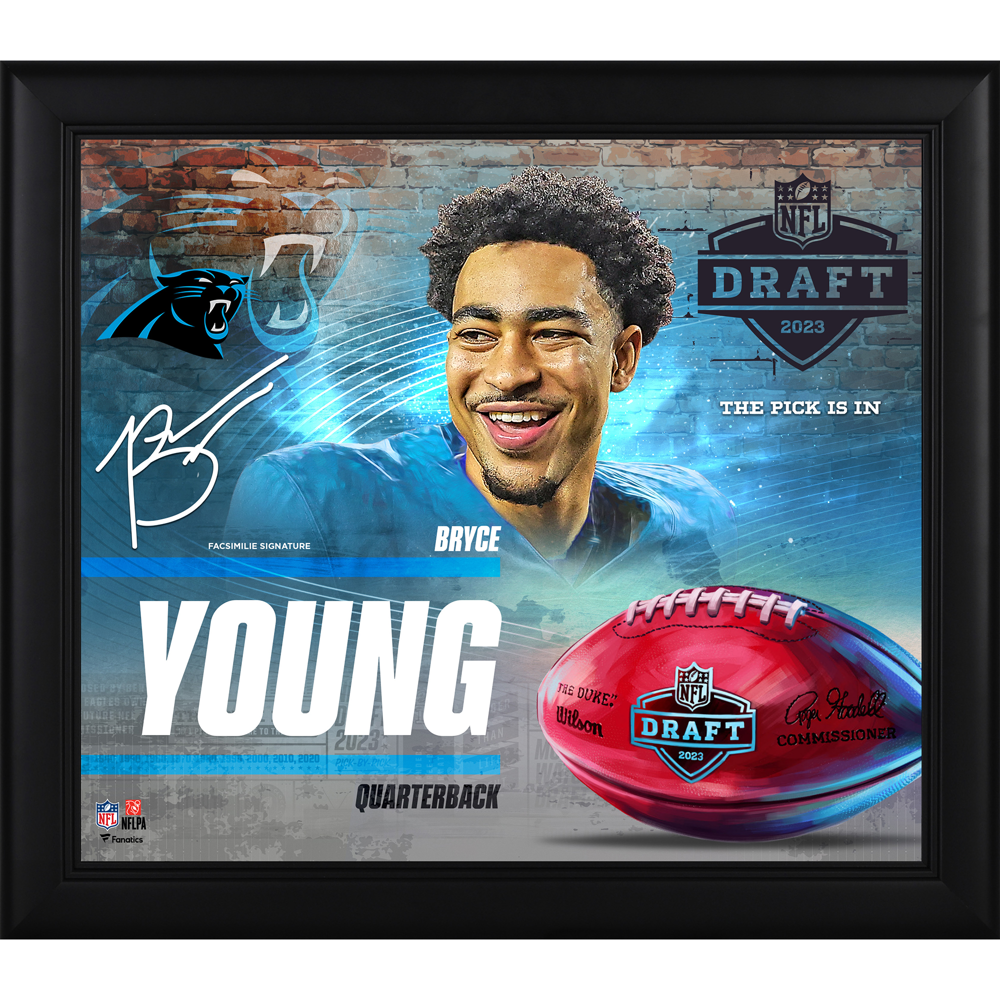 Bryce Young Carolina Panthers Faksimile-Signatur gerahmt 15″ x 17″ 2023 NFL Draft Day Collage