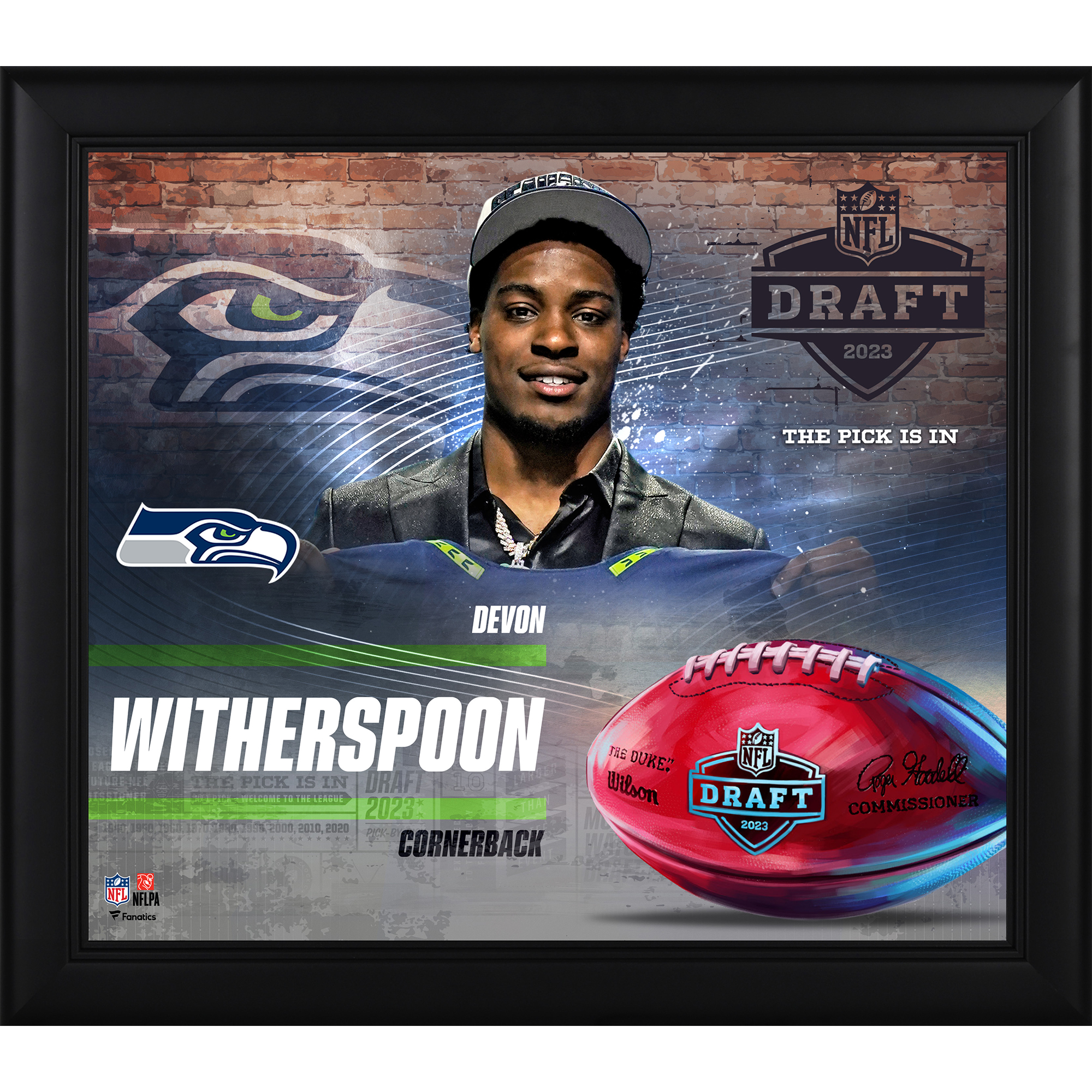 Devon Witherspoon Seattle Seahawks Faksimile-Signatur gerahmt 15″ x 17″ 2023 NFL Draft Day Collage