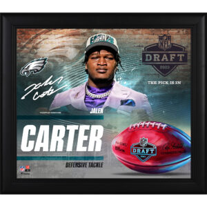 Jalen Carter Philadelphia Eagles Faksimile-Signatur gerahmt 15″ x 17″ 2023 NFL Draft Day Collage