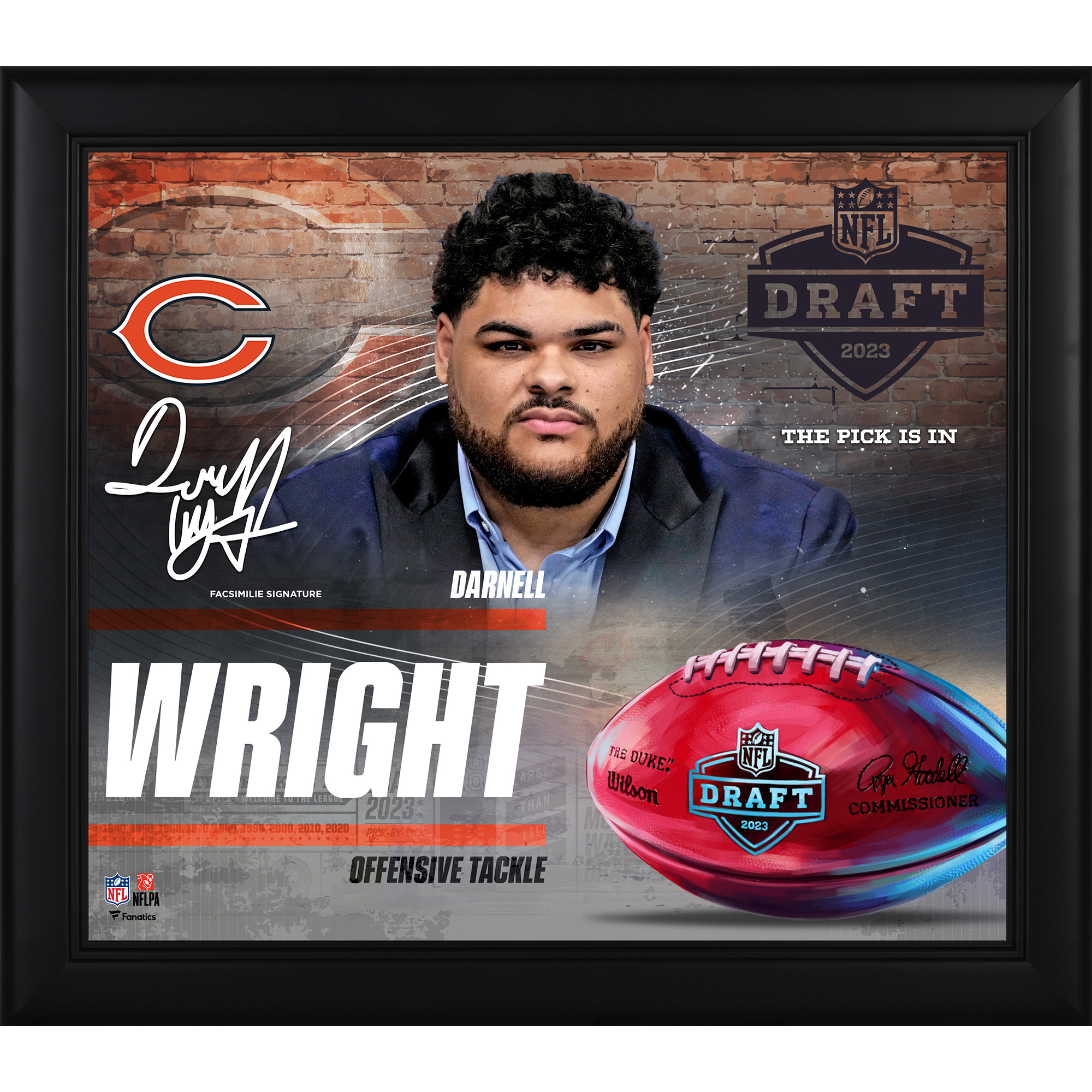 Darnell Wright Chicago Bears Faksimile-Signatur gerahmt 15″ x 17″ 2023 NFL Draft Day Collage