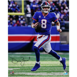 Signiertes Rollout-Foto von Daniel Jones, New York Giants, 16 x 20 Zoll, in Blau