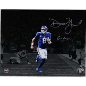 Signiertes Lauffoto der New York Giants von Daniel Jones ( 11 x 35,6 cm) mit der Aufschrift „G-Men“ – limitierte Auflage von 50 Stück