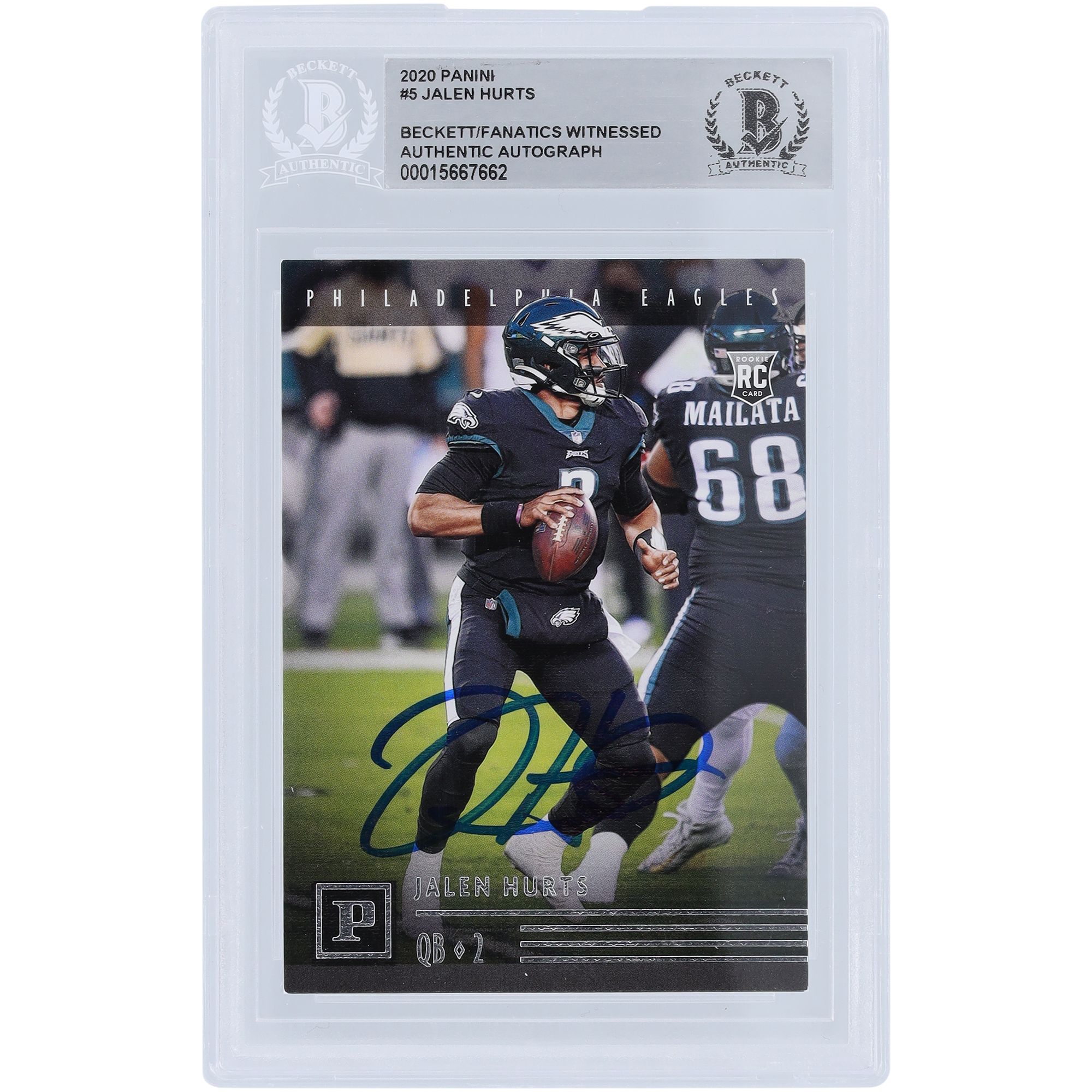 Jalen Hurts Philadelphia Eagles signierte 2020 Panini Chronicles #PA-5 Beckett Fanatics bezeugte authentifizierte Rookie-Karte