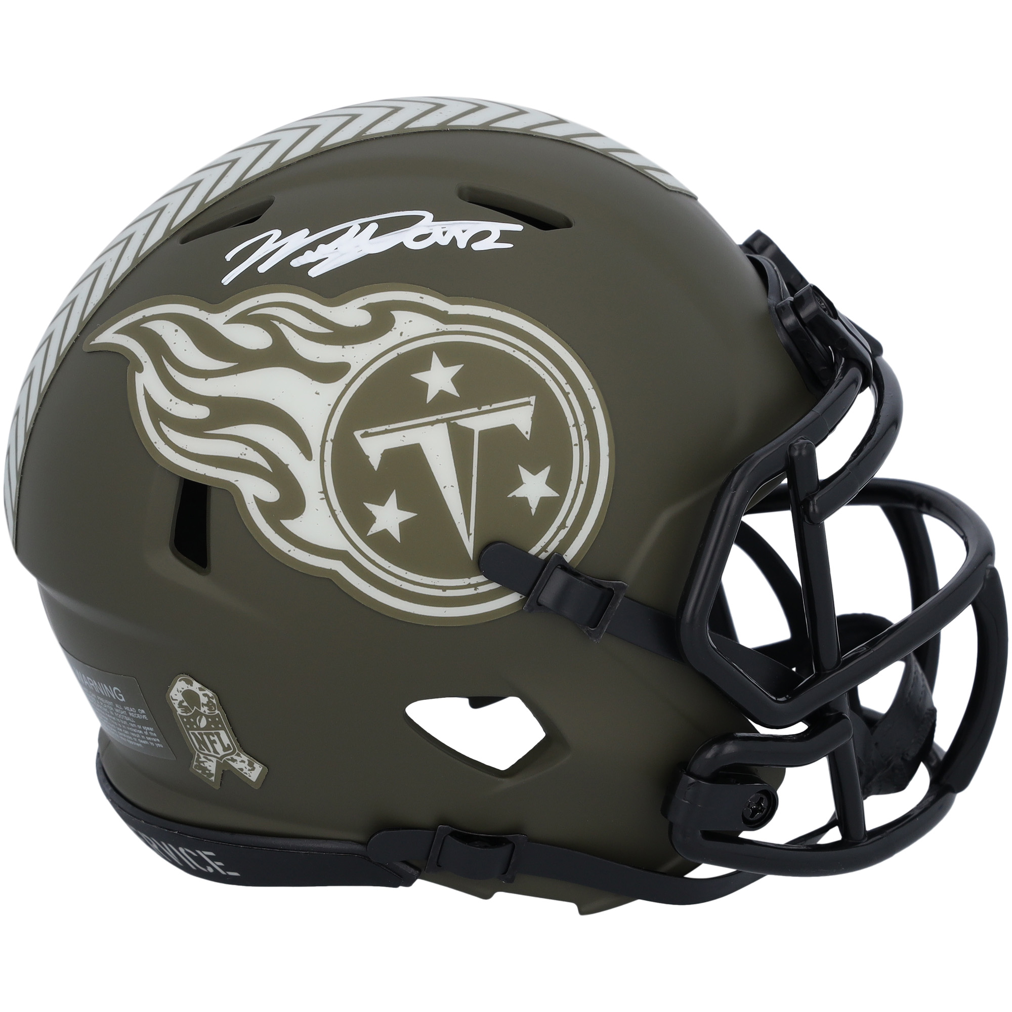 Von Will Levis signierter Riddell 2022 Salute to Service Speed ​​Mini-Helm von den Tennessee Titans