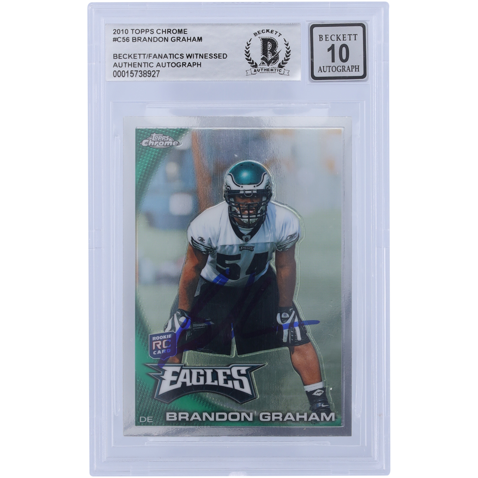 Brandon Graham Philadelphia Eagles signierte 2010 Topps Chrome #C56 Beckett Fanatics bezeugte authentifizierte 10 Rookie-Karte