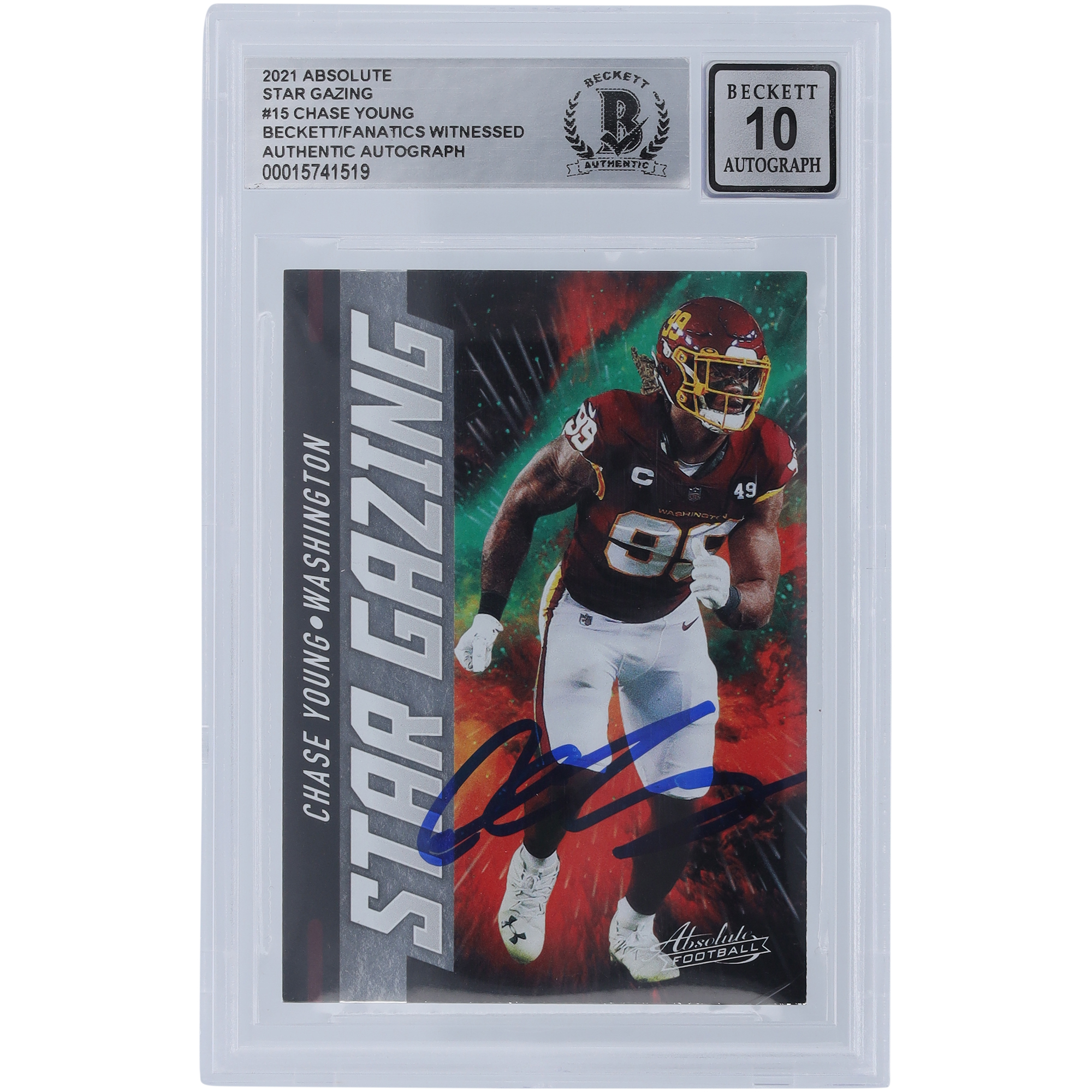 Chase Young Washington Commanders signiert 2021 Panini Absolute Star Gazing #SG15 Beckett Fanatics Zeuge authentifizierte 10er Karte