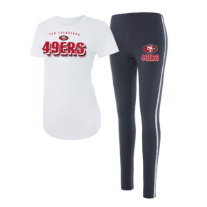 Damen Concepts Sport Weiß/Anthrazit San Francisco 49ers Sonata T-Shirt und Leggings-Set