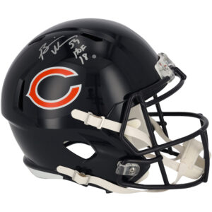 Brian Urlacher Chicago Bears signierter Riddell Speed ​​Replica-Helm mit „HOF 18“-Aufschrift