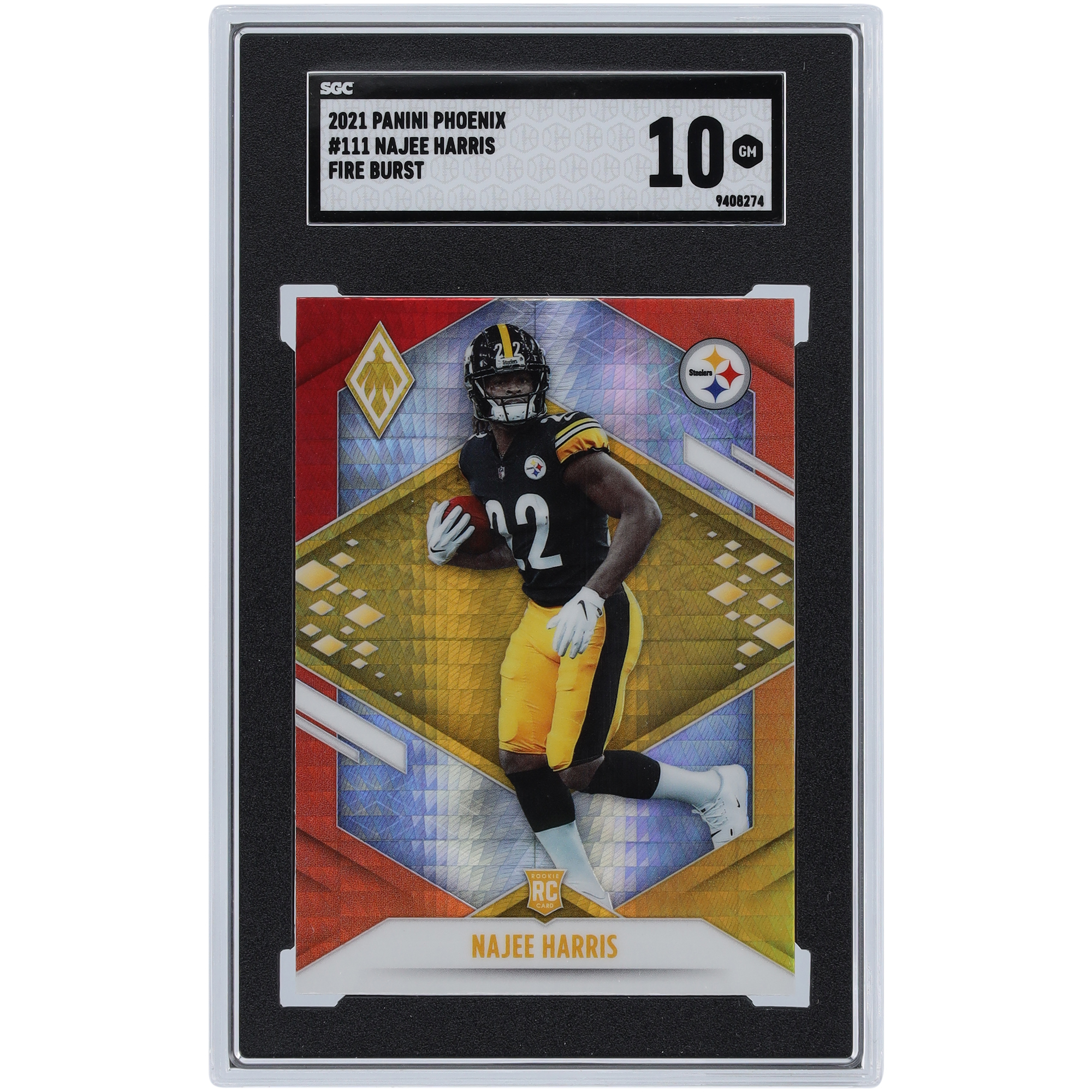 Najee Harris Pittsburgh Steelers 2021 Panini Phoenix Fire Burst #111 SGC Authentifizierte 10 Rookie-Karte