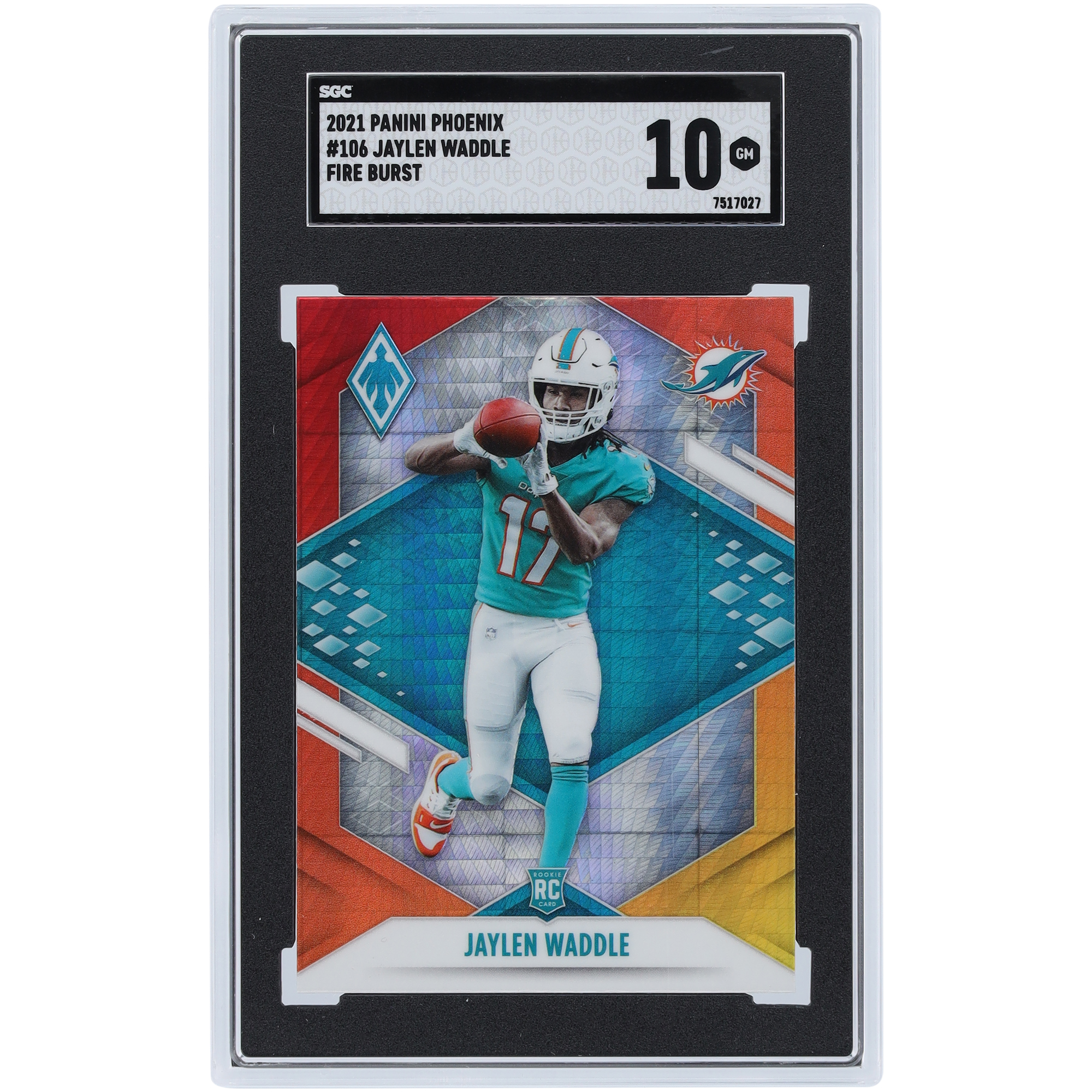 Jaylen Waddle Miami Dolphins 2021 Panini Phoenix Fire Burst #106 SGC Authentifizierte 10 Rookie-Karte